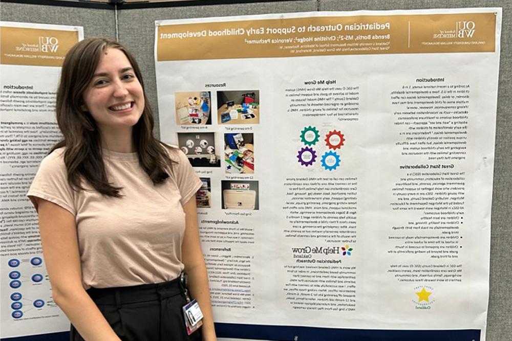 An image of Brenda Bortis and one of her research posters